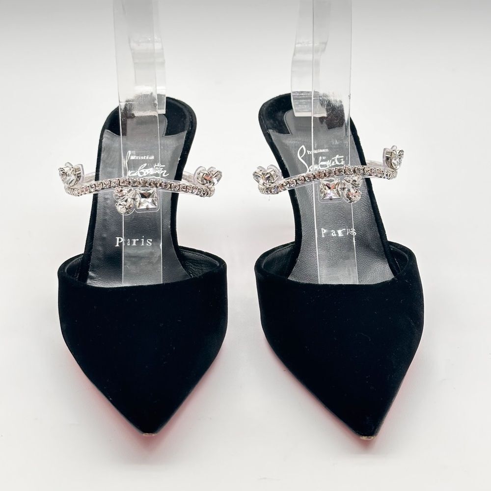 Christian Louboutin Planet Queen 70 Velvet Crystal Embellished Mules 70mm EU 39 - Picture 2 of 14